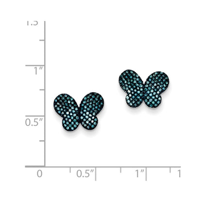 Sterling Silver Blue Diamond Butterfly Post Earrings