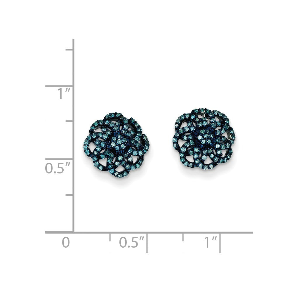 Sterling Silver Blue Diamond Post Earrings