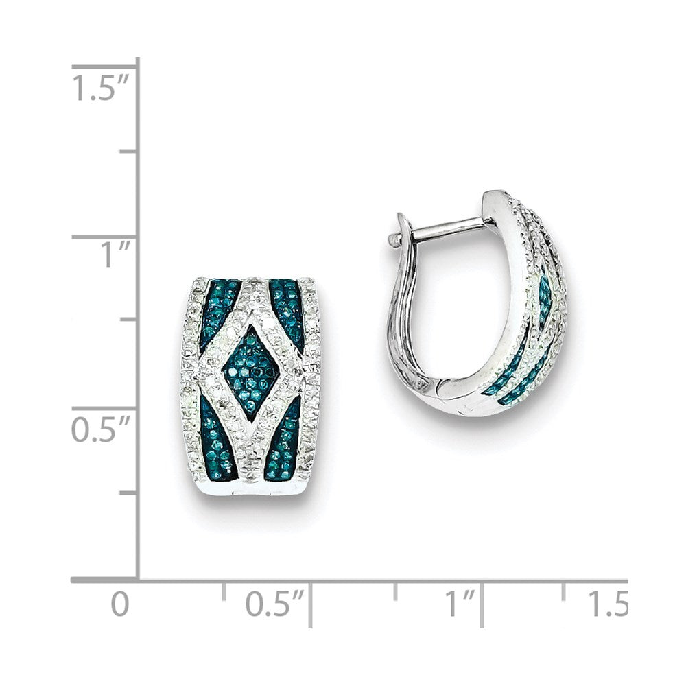 Sterling Silver Blue and White Diamond Earrings