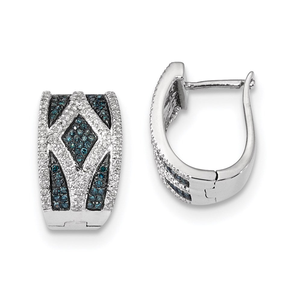 Sterling Silver Blue and White Diamond Earrings