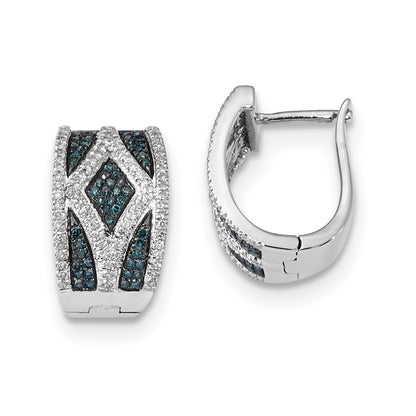 Sterling Silver Blue and White Diamond Earrings