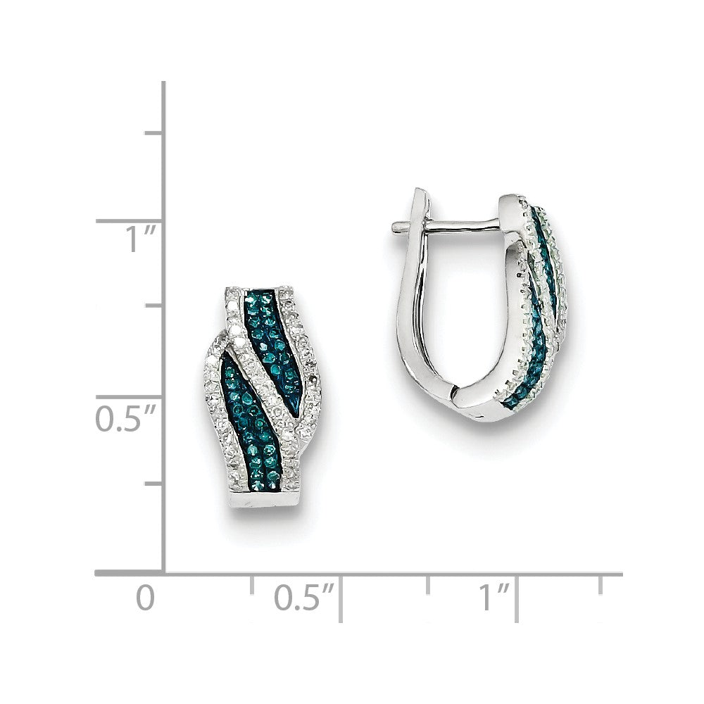 Sterling Silver Blue and White Diamond Earrings