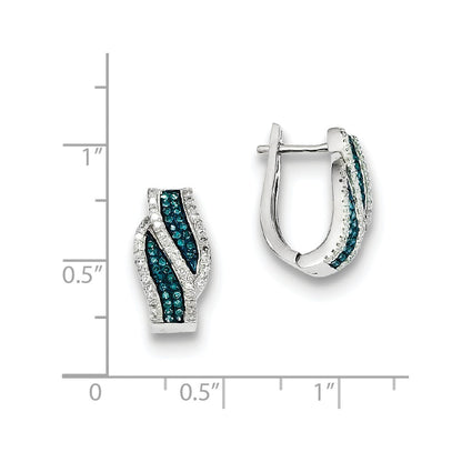 Sterling Silver Blue and White Diamond Earrings