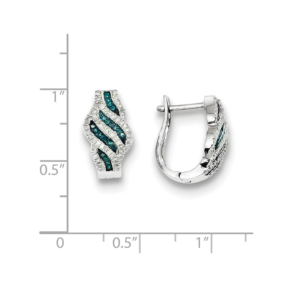 Sterling Silver Blue and White Diamond Earrings