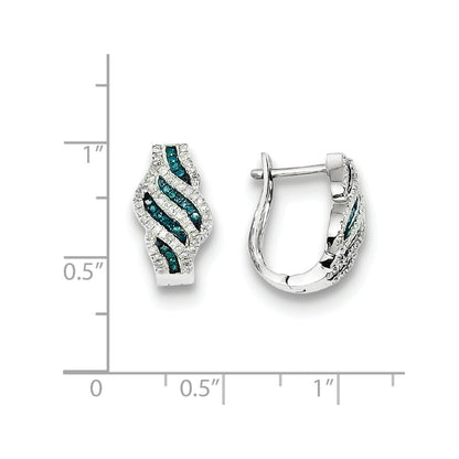 Sterling Silver Blue and White Diamond Earrings