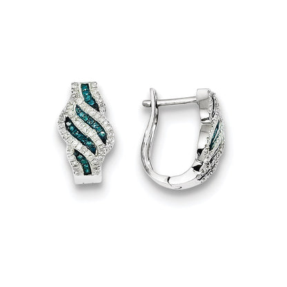 Sterling Silver Blue and White Diamond Earrings