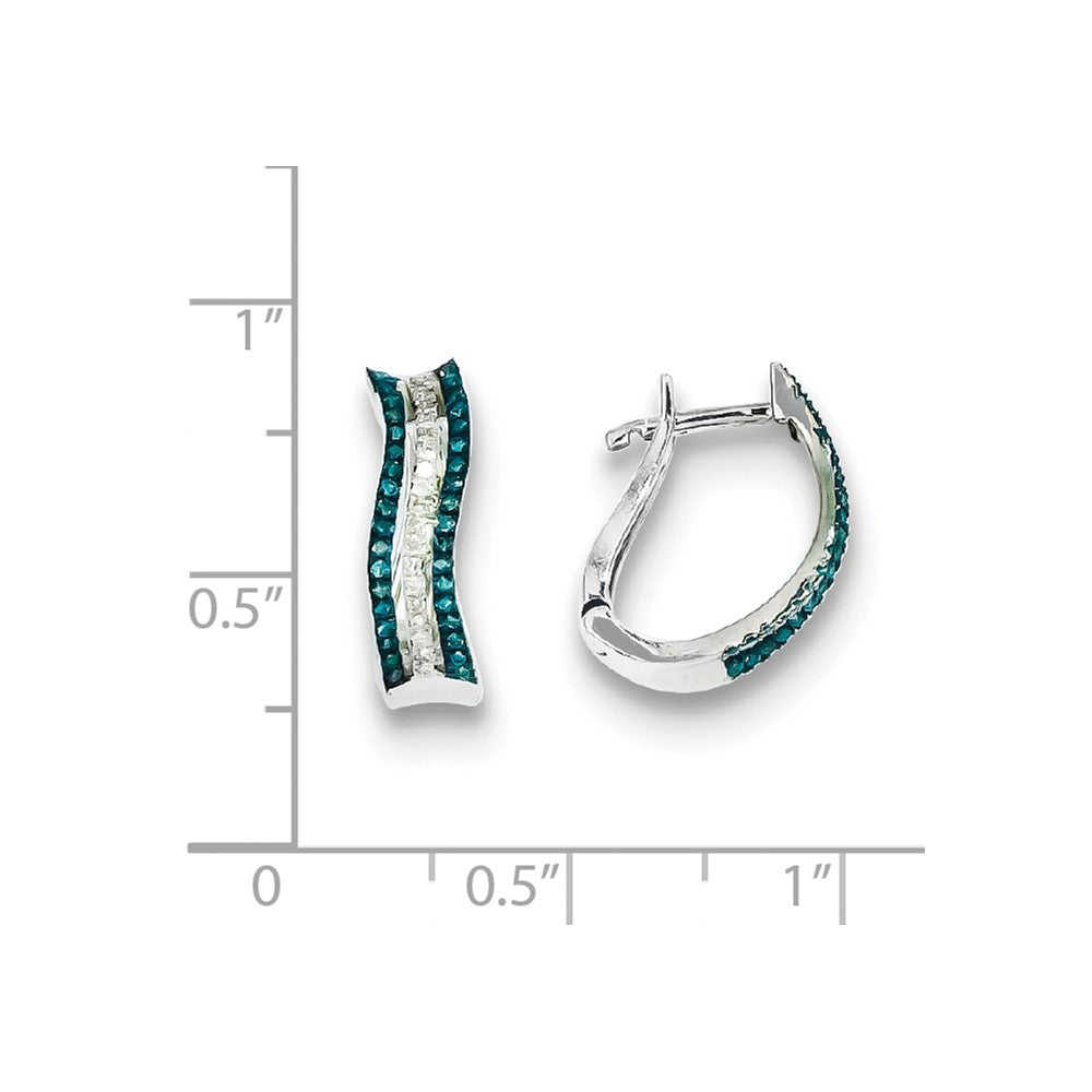 Sterling Silver Blue and White Diamond Earrings