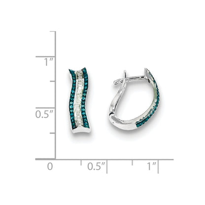 Sterling Silver Blue and White Diamond Earrings
