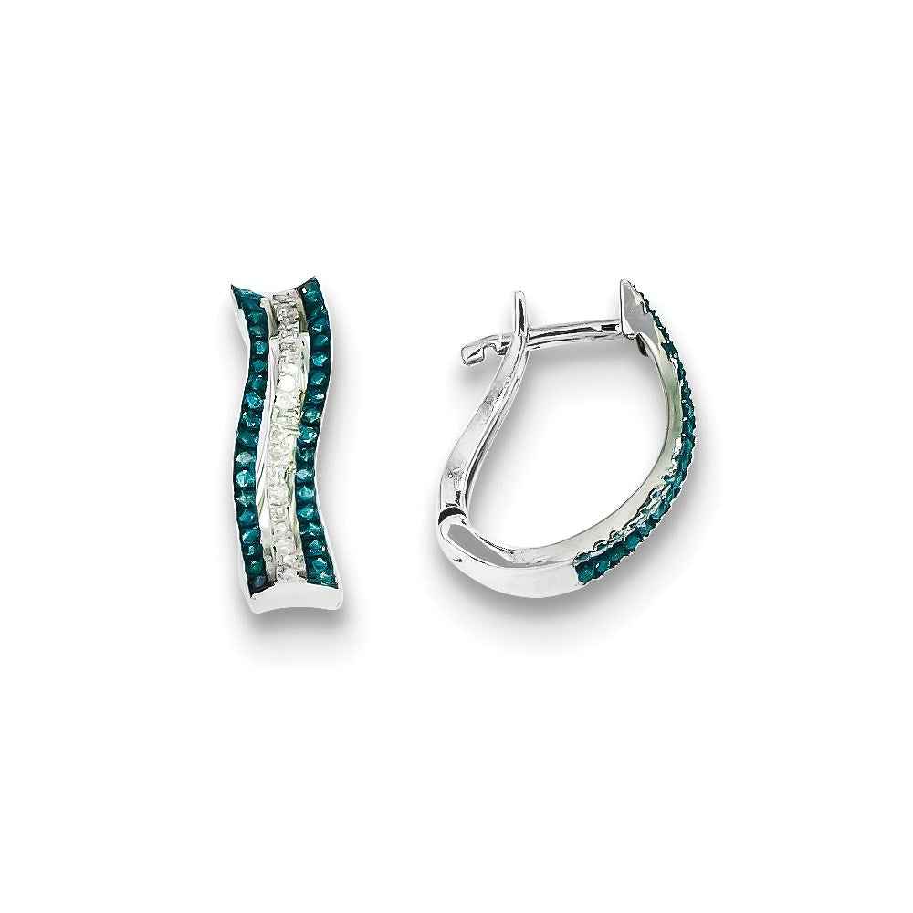 Sterling Silver Blue and White Diamond Earrings