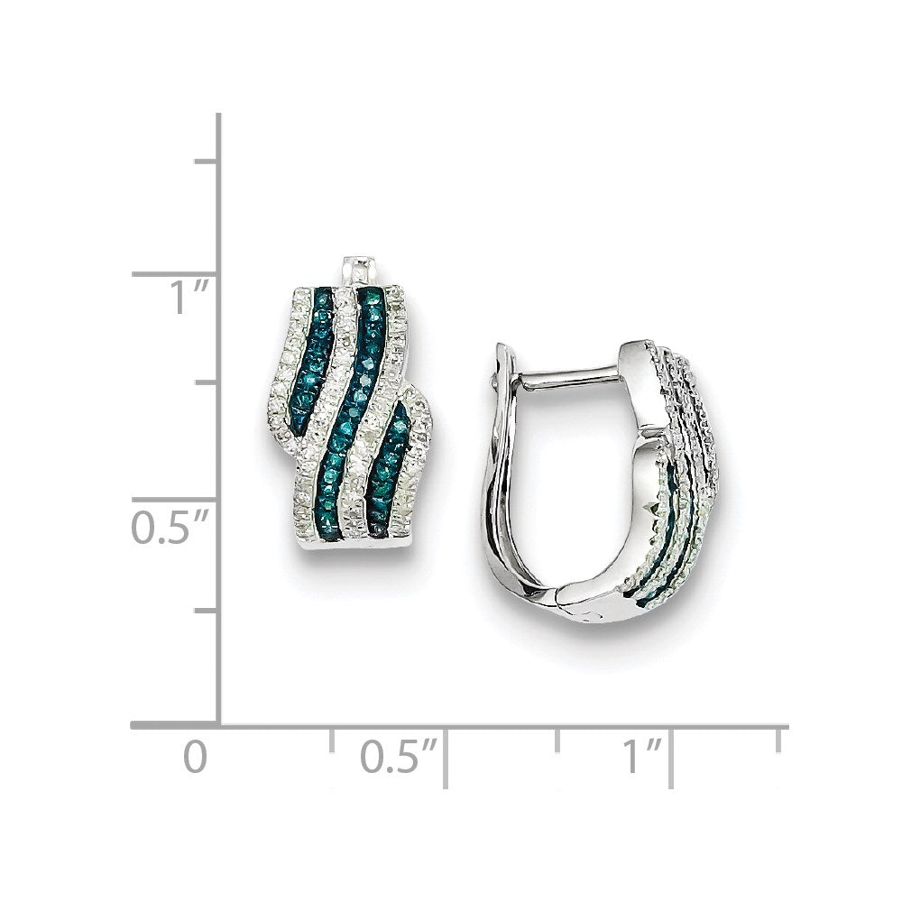 Sterling Silver Blue and White Diamond Earrings
