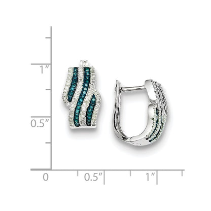 Sterling Silver Blue and White Diamond Earrings