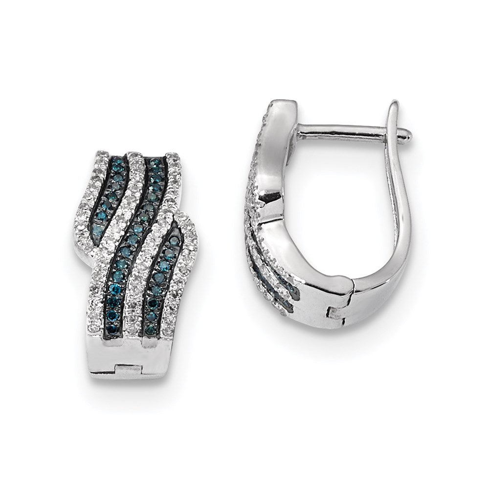 Sterling Silver Blue and White Diamond Earrings