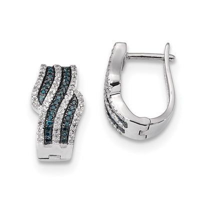 Sterling Silver Blue and White Diamond Earrings