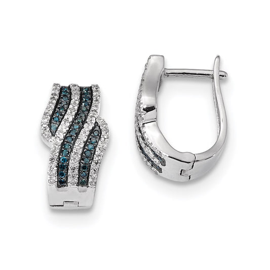 Sterling Silver Blue and White Diamond Earrings