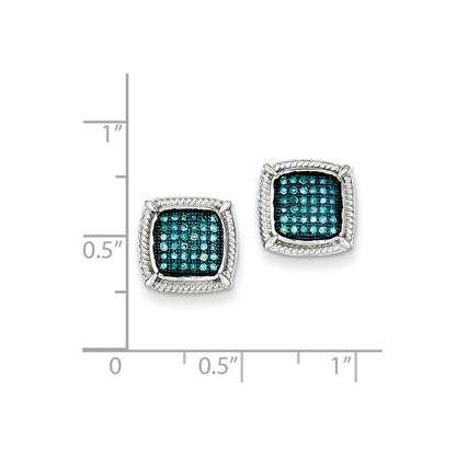 Sterling Silver Blue u0026 White Diamond Post Earrings