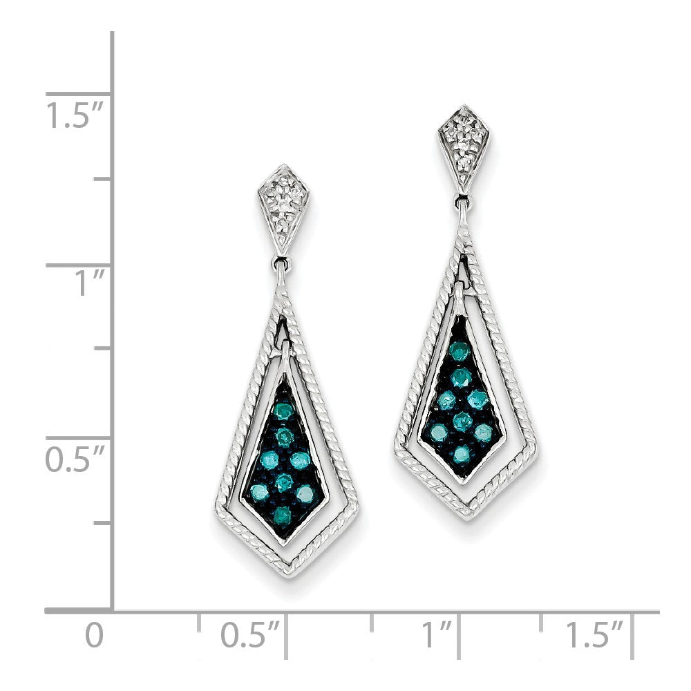 Sterling Silver Blue Diamond Geometric Post Earrings