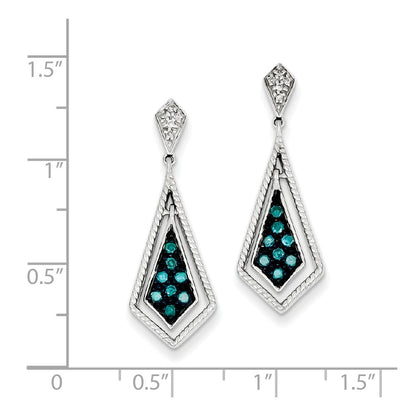 Sterling Silver Blue Diamond Geometric Post Earrings