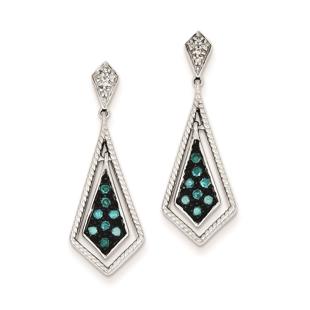 Sterling Silver Blue Diamond Geometric Post Earrings
