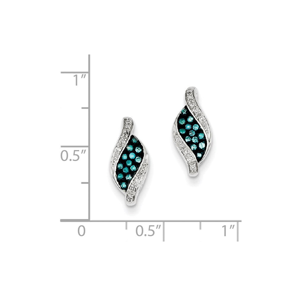 Sterling Silver Blue Diamond Marquise Post Earrings