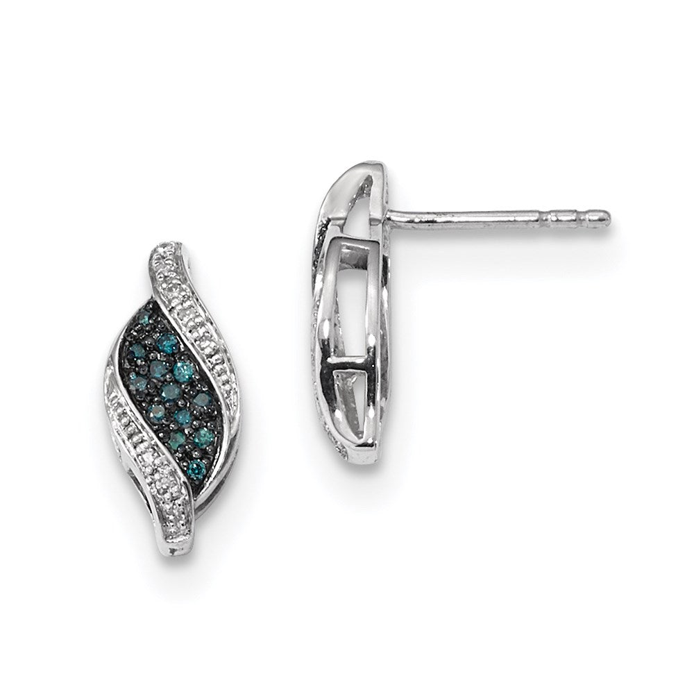 Sterling Silver Blue Diamond Marquise Post Earrings