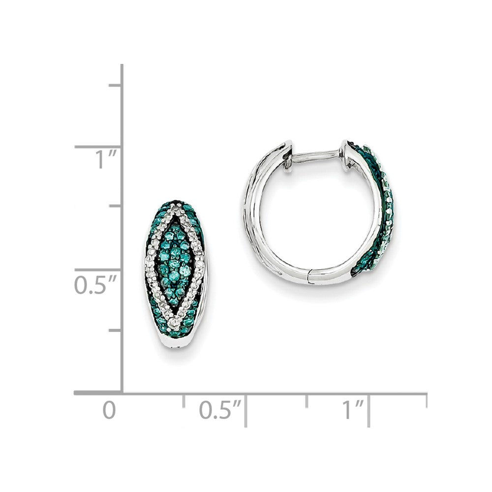 Sterling Silver Blue u0026 White Diamond Hinged Hoop Earrings