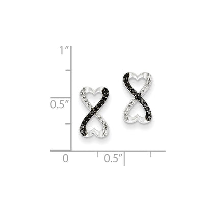 Sterling Silver RP Black u0026 White Diamond Connected Heart Post Earrings