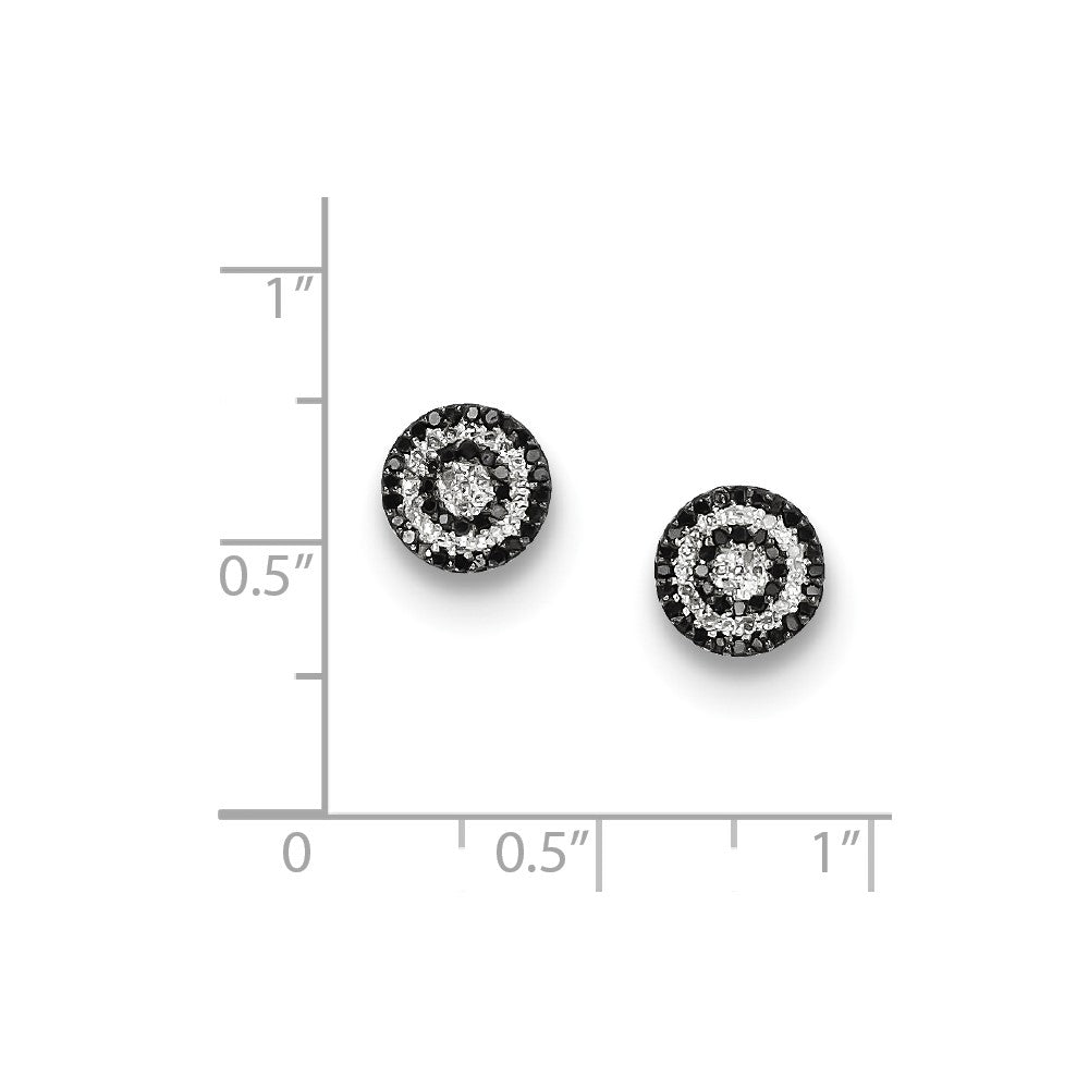 Sterling Silver Black and White Diamond Earrings