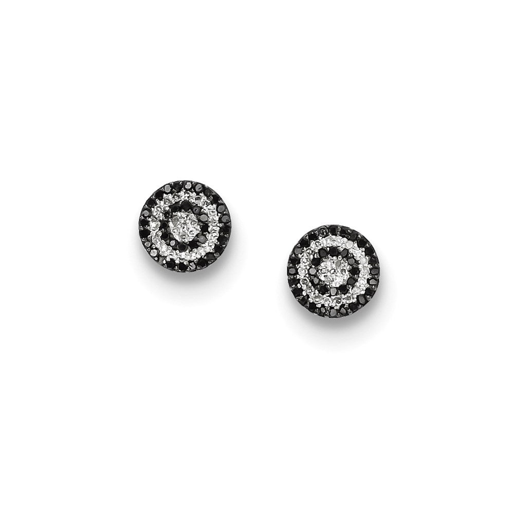 Sterling Silver Black and White Diamond Earrings