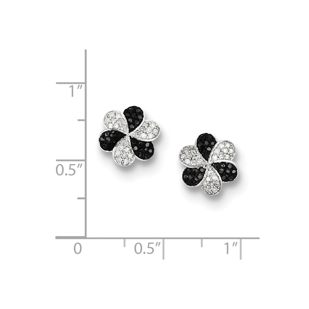 Sterling Silver Black and White Diamond Earrings