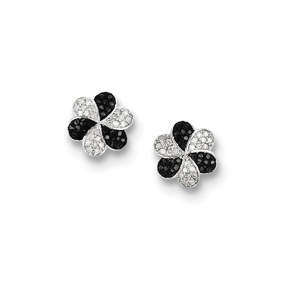 Sterling Silver Black and White Diamond Earrings
