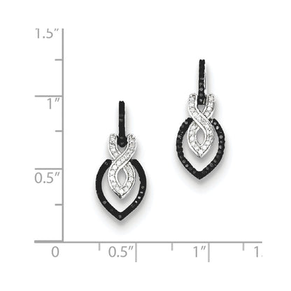 Sterling Silver Black and White Diamond Earrings