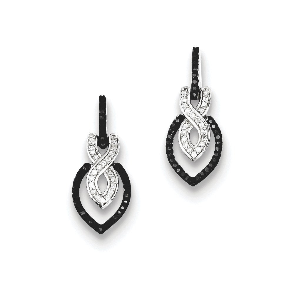 Sterling Silver Black and White Diamond Earrings