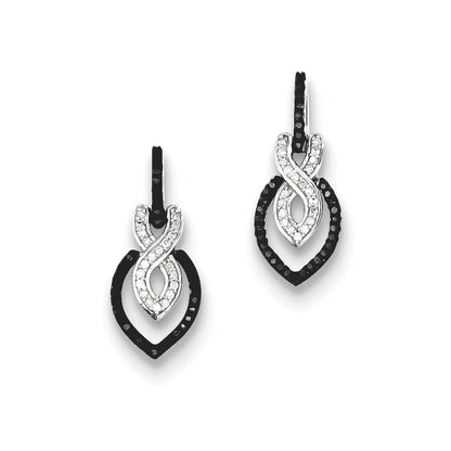 Sterling Silver Black and White Diamond Earrings