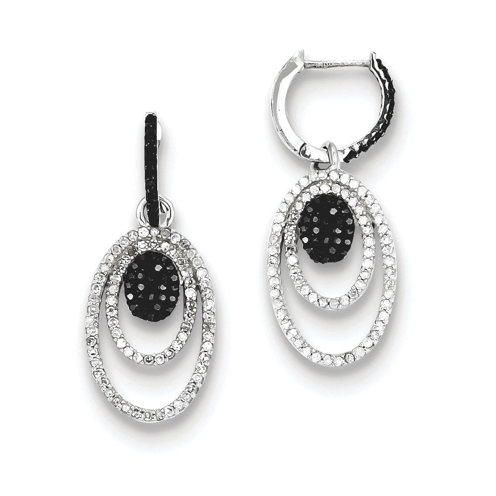 Sterling Silver Black and White Diamond Earrings