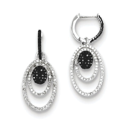 Sterling Silver Black and White Diamond Earrings
