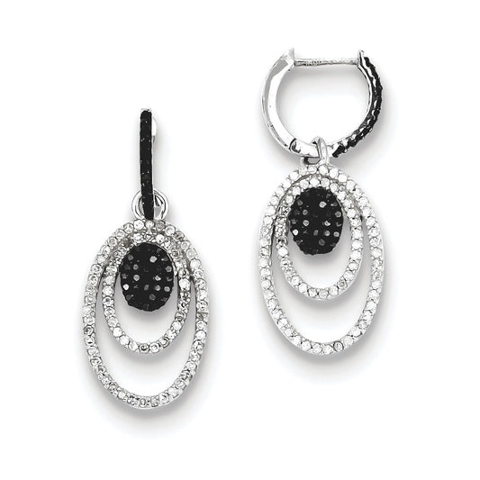 Sterling Silver Black and White Diamond Earrings