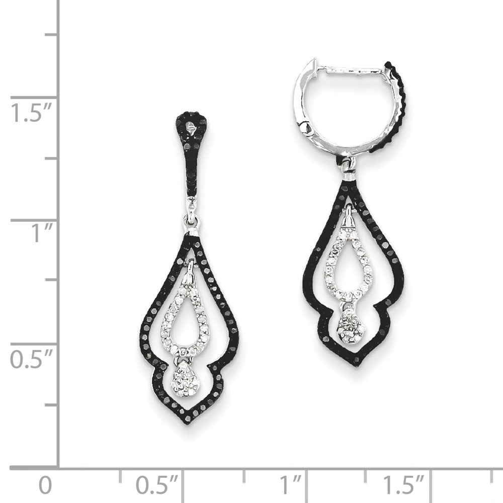 Sterling Silver Black and White Diamond Earrings