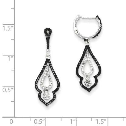 Sterling Silver Black and White Diamond Earrings