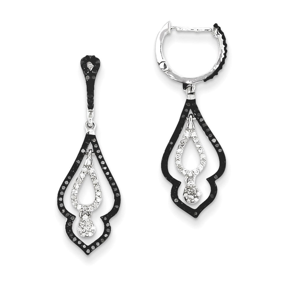 Sterling Silver Black and White Diamond Earrings