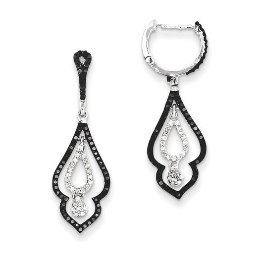 Sterling Silver Black and White Diamond Earrings
