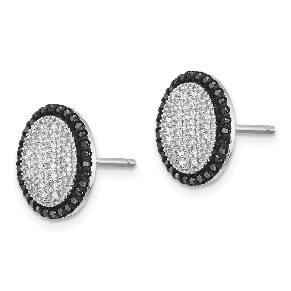 Sterling Silver Black and White Diamond Earrings