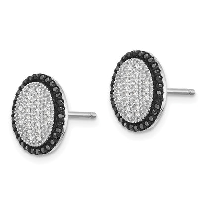 Sterling Silver Black and White Diamond Earrings