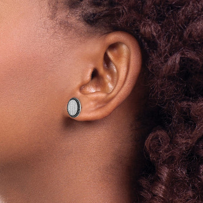 Sterling Silver Black and White Diamond Earrings