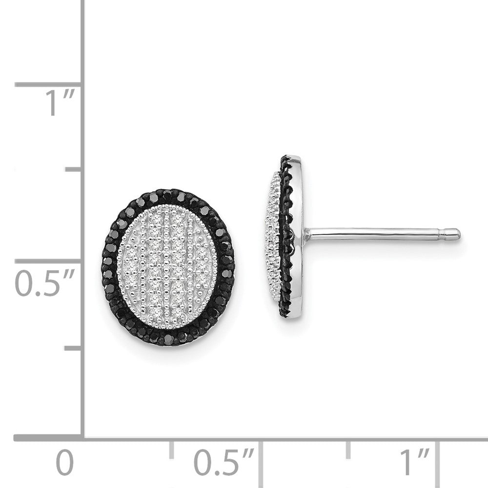 Sterling Silver Black and White Diamond Earrings