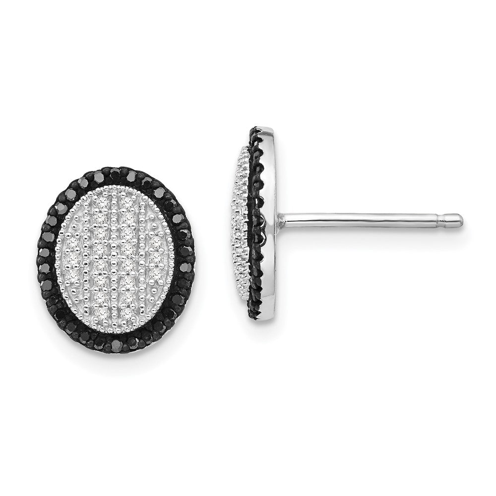 Sterling Silver Black and White Diamond Earrings