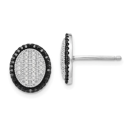 Sterling Silver Black and White Diamond Earrings