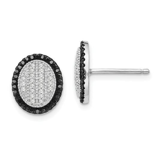 Sterling Silver Black and White Diamond Earrings
