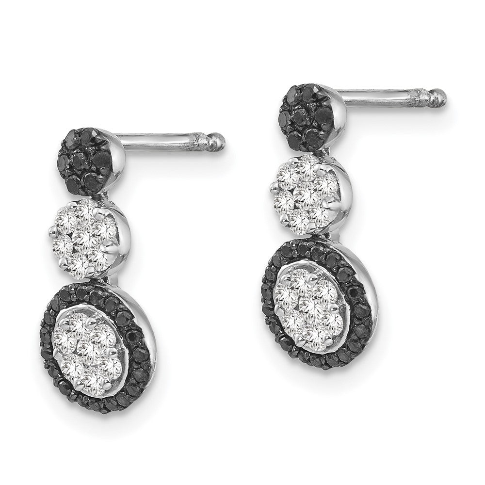 Sterling Silver Black u0026 White Diamond Circle Earrings