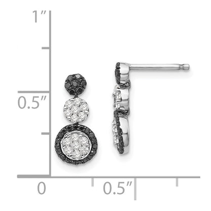 Sterling Silver Black u0026 White Diamond Circle Earrings
