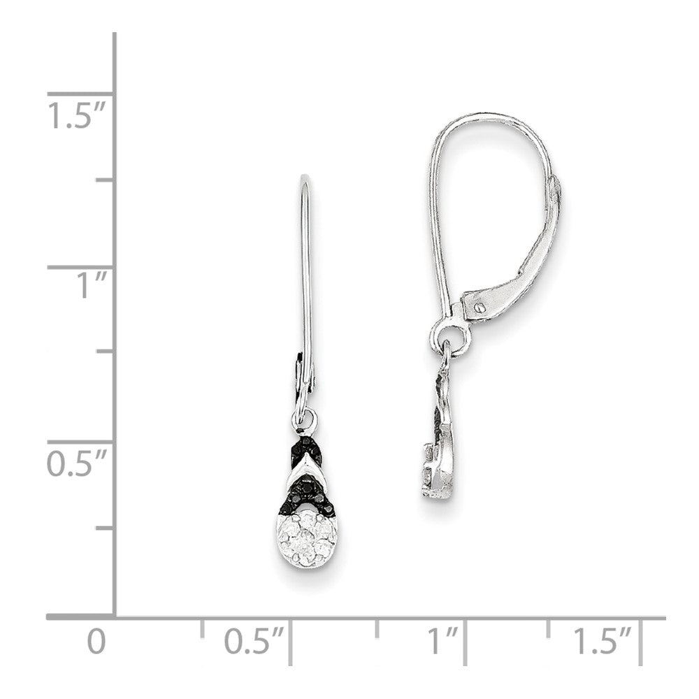 Sterling Silver Black u0026 White Diamond Leverback Earrings